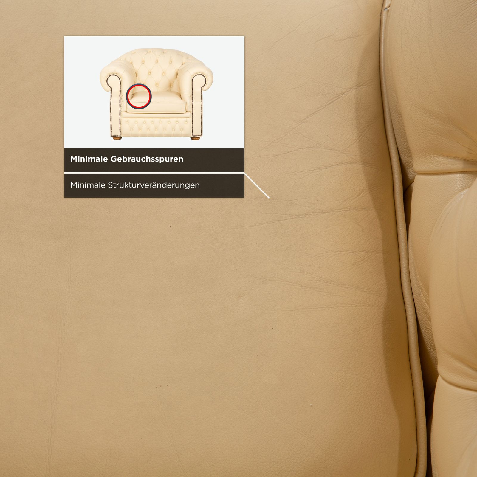 photo for sale Chesterfield Centurion Leather Armchair Cream Vintage