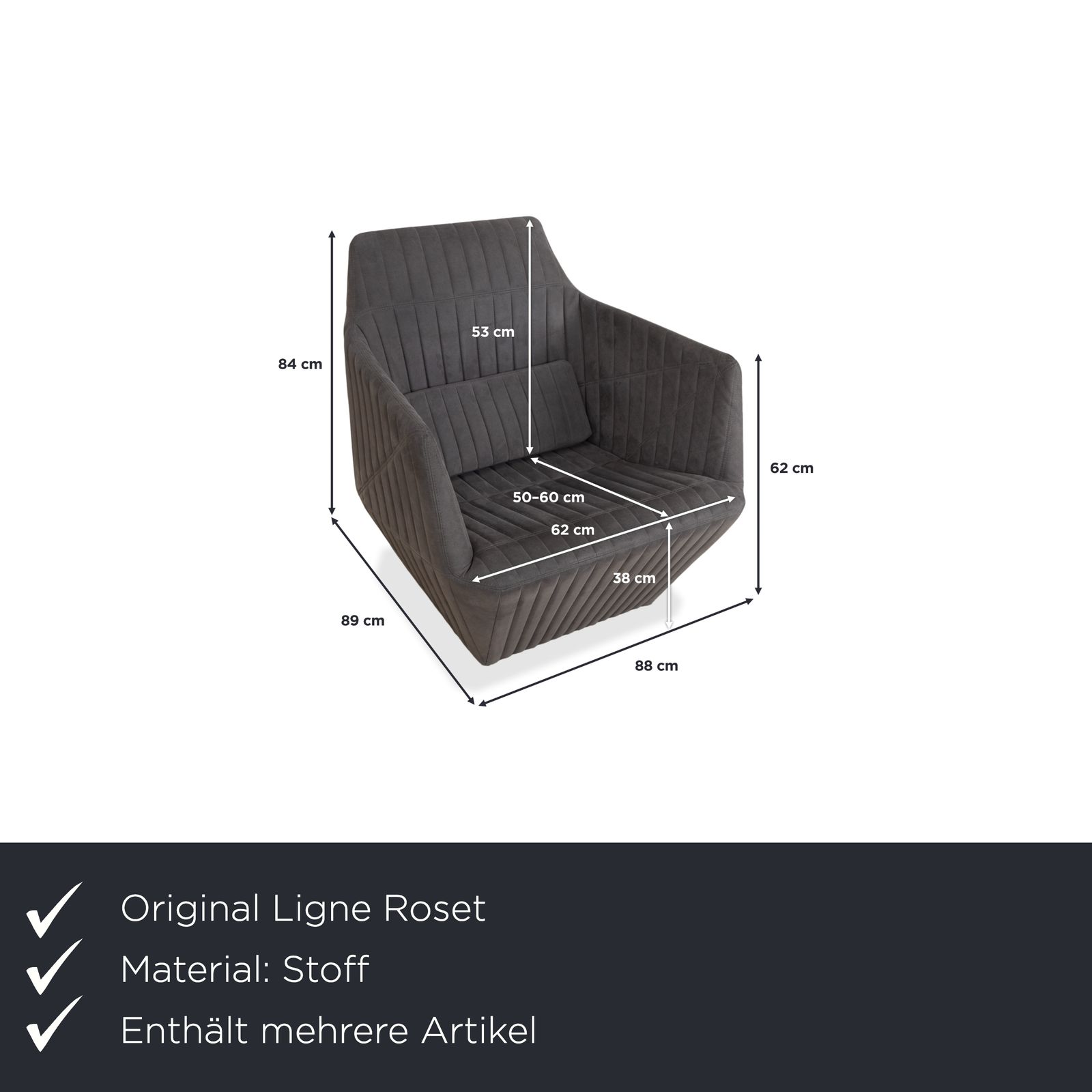 Ligne Roset Facet Fabric Fauteuil Set Grijs photo furniture