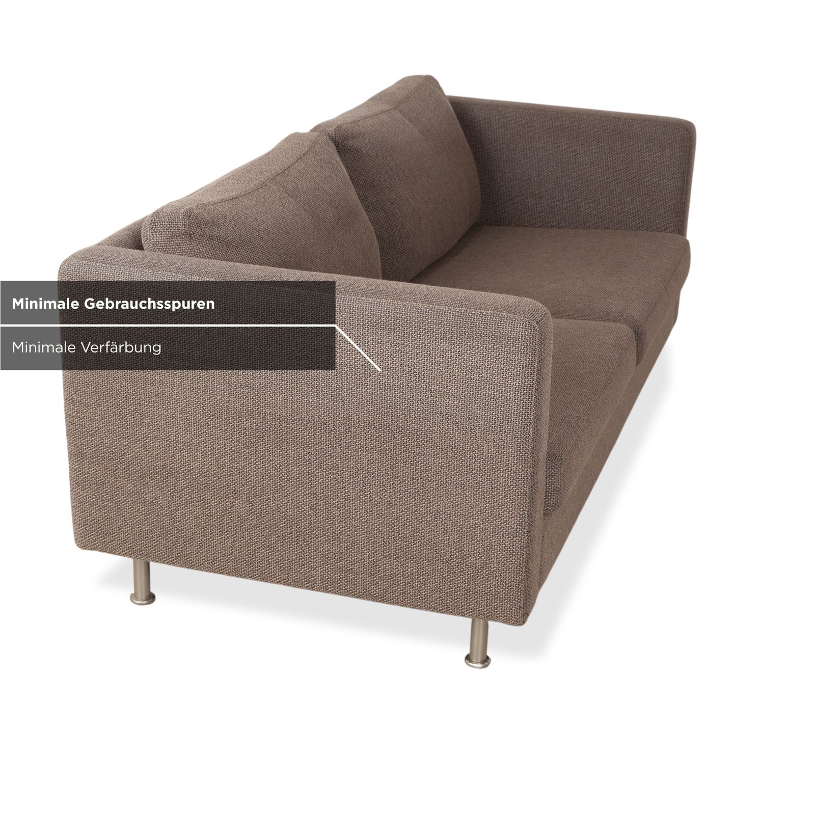 Mobilier Canapé 2 places Cor Conseta en tissu, tabourets assortis, gris-brun photo