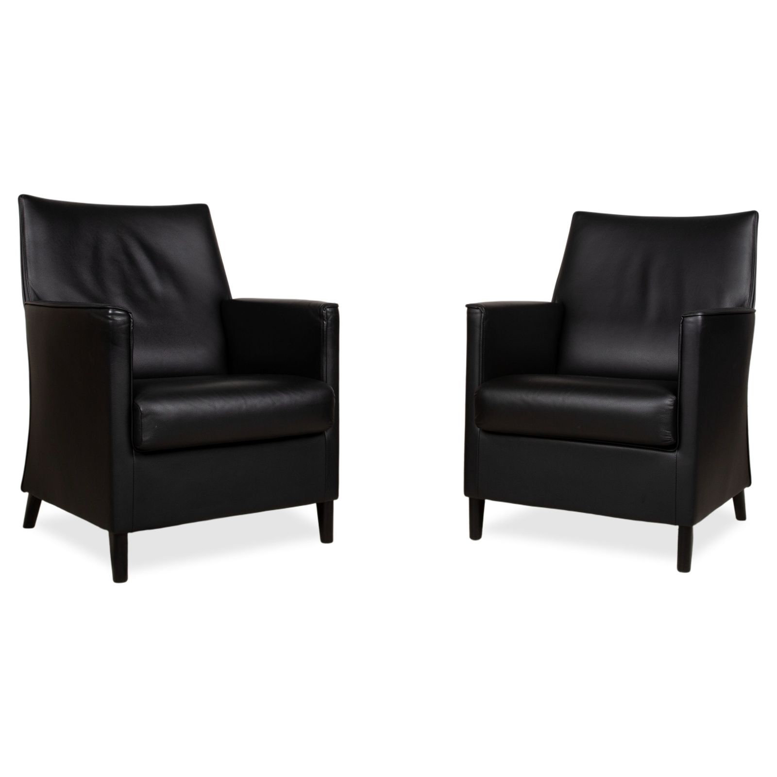 Wittmann Set Of 2 Leather Armchairs In Black