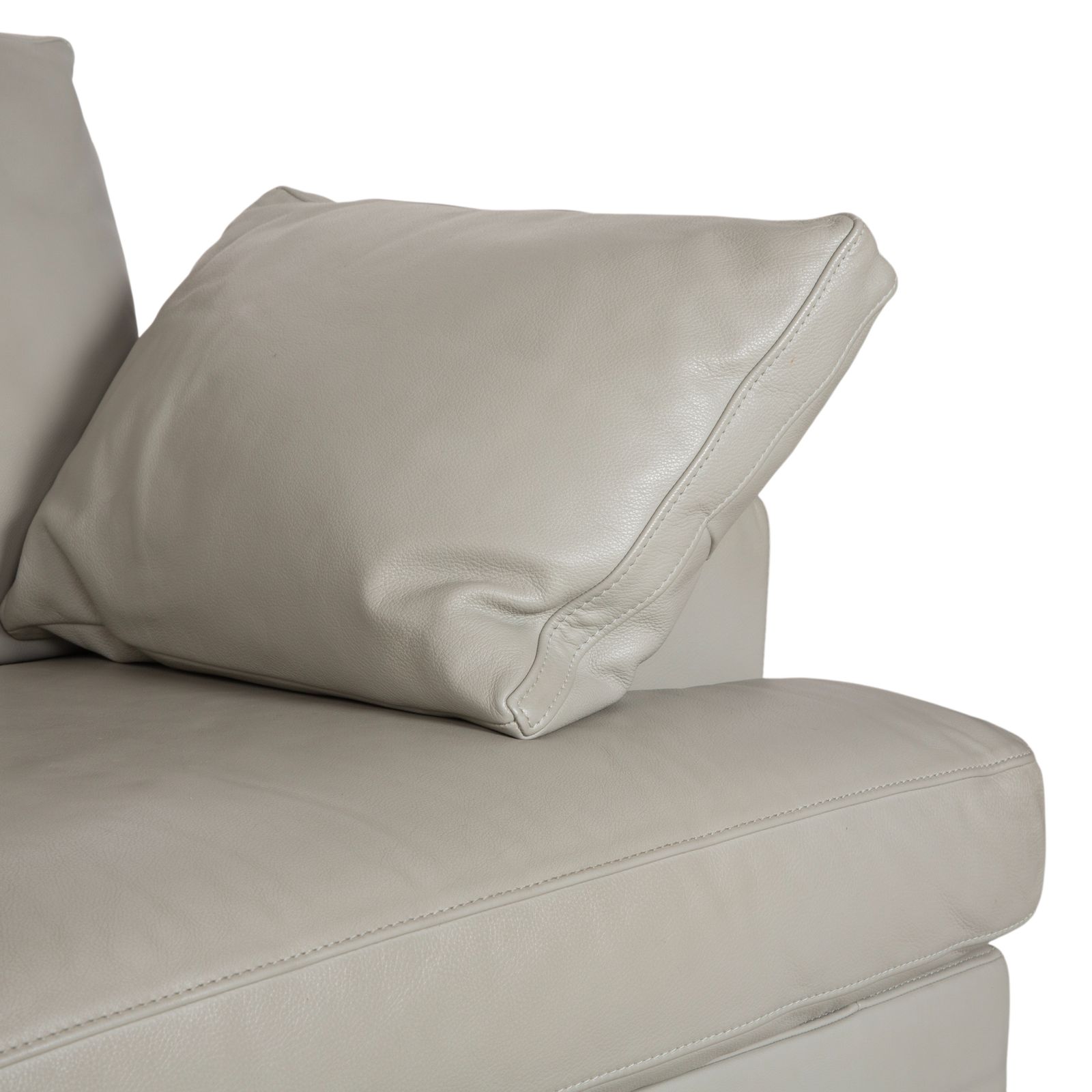 Fsm Clarus Leather Three Seater Ottoman Grey Pebble Couch Manual Function photo vinterior