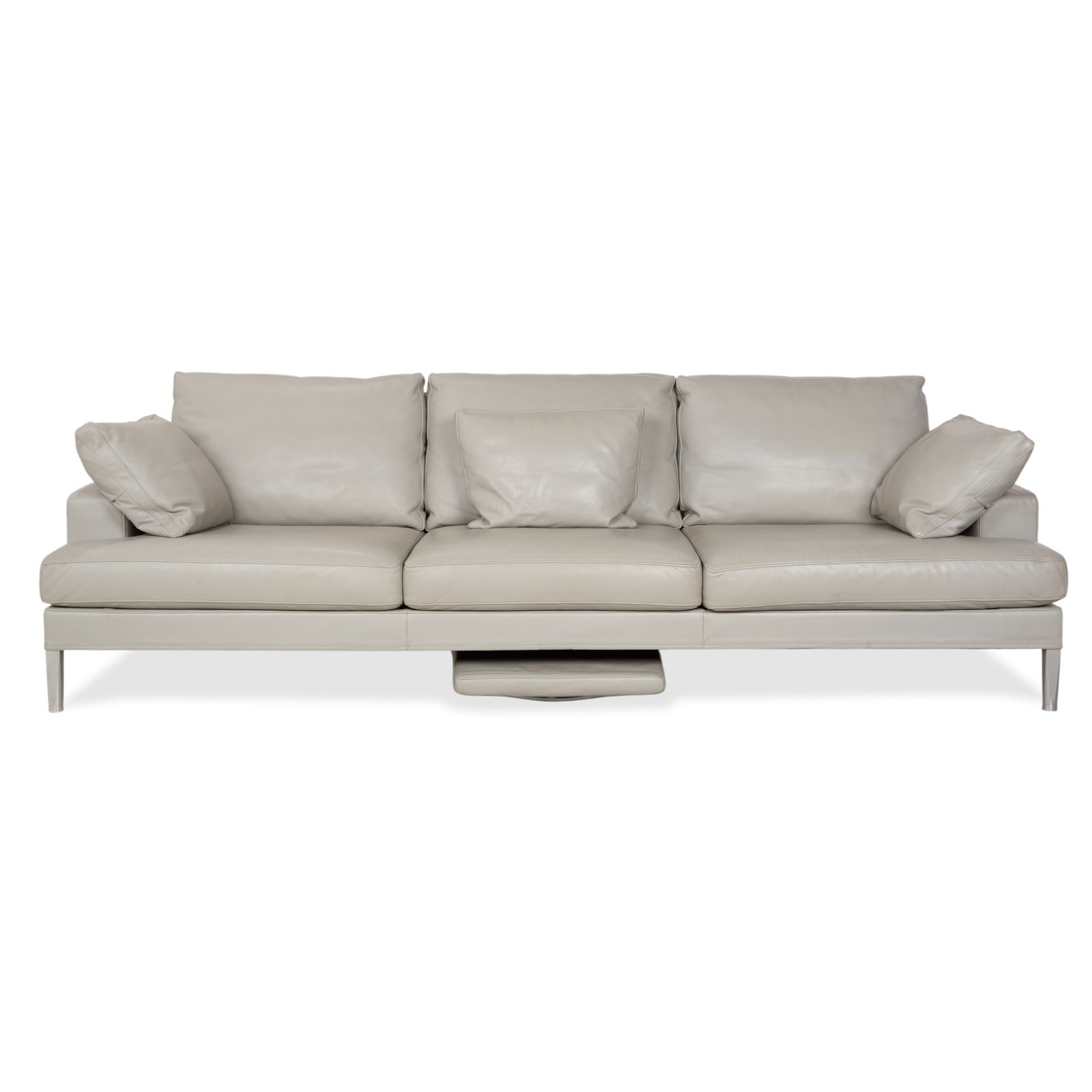 Furniture Fsm Clarus Leather Three Seater Ottoman Grey Pebble Couch Manual Function photo