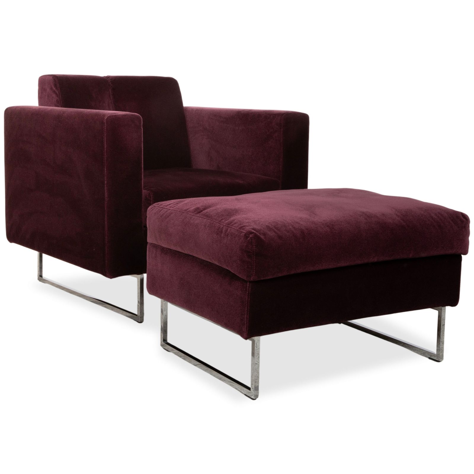 Brühl Embrace Fauteuil Set Stof Chroom Velours Fluweel Paars Aubergine Manuele Functie