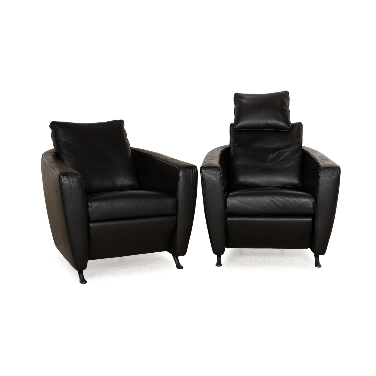 Ensemble de fauteuils FSM Sesame en cuir noir, fonction relaxation manuelle