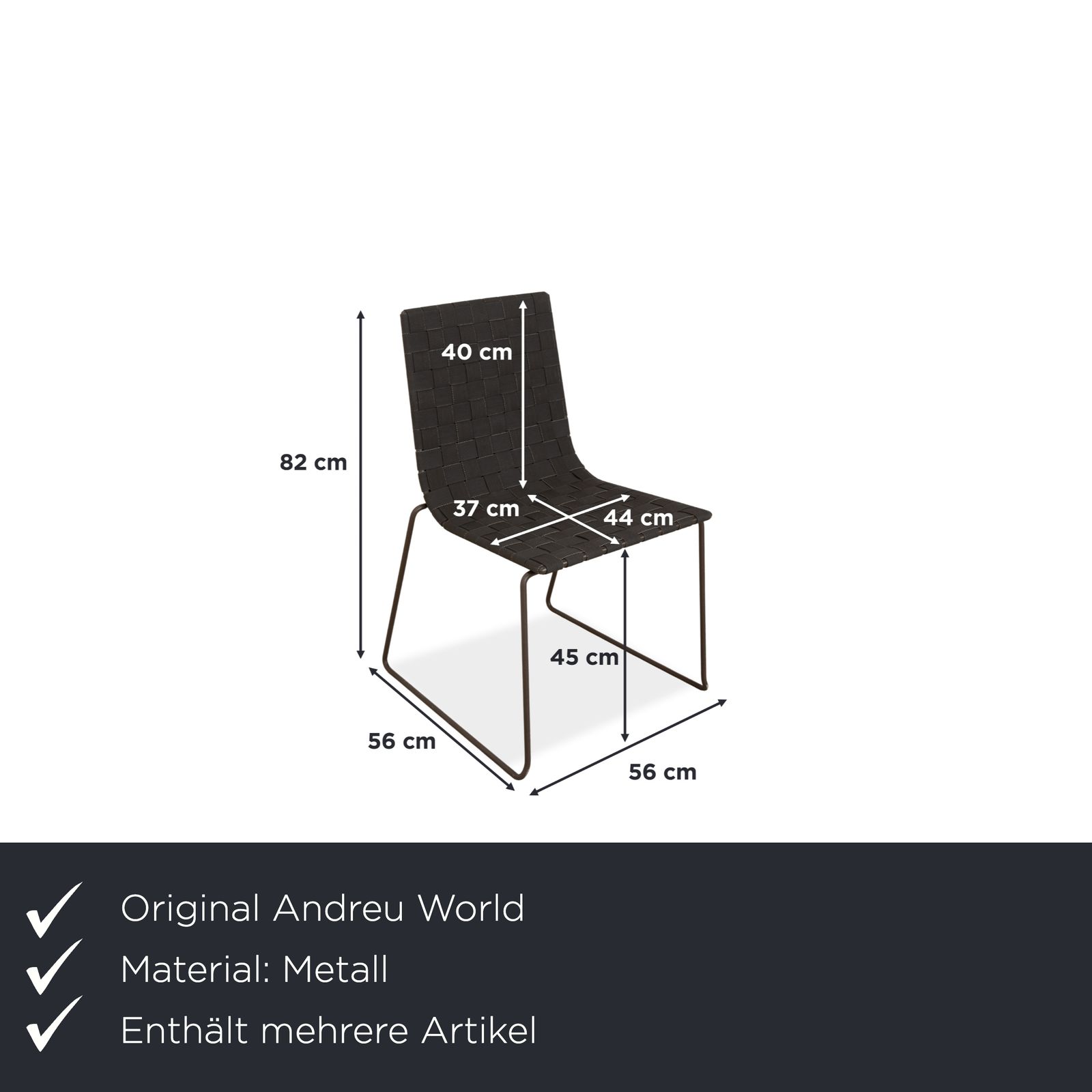 Andreu World Trenza Metal Stool Dark Grey Anthracite Brown Wicker photo furniture