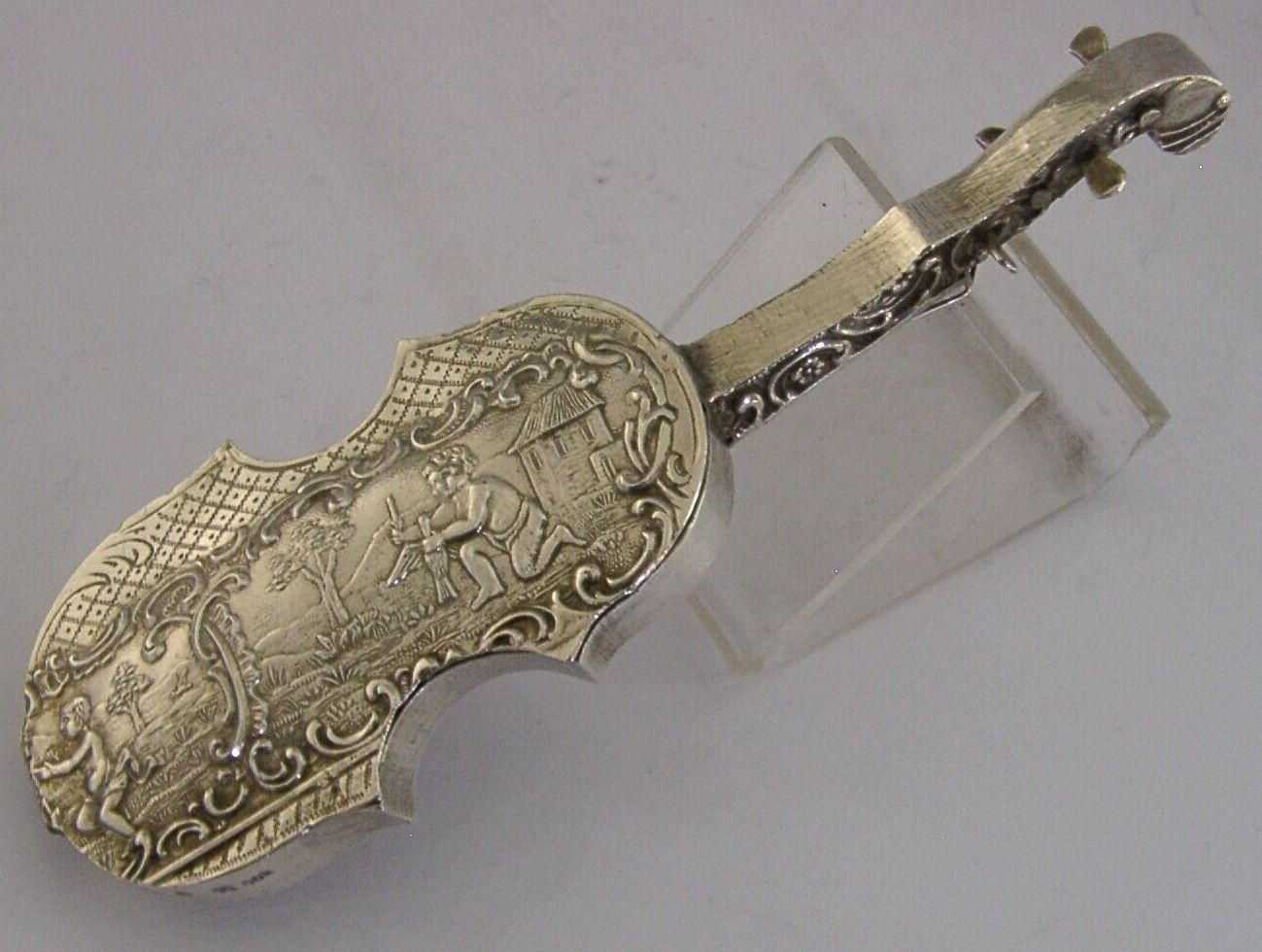 4.75 Inch Solid Silver Cello Potpourri Box 1890's Antique Desk Item Rare Novelty photo buy