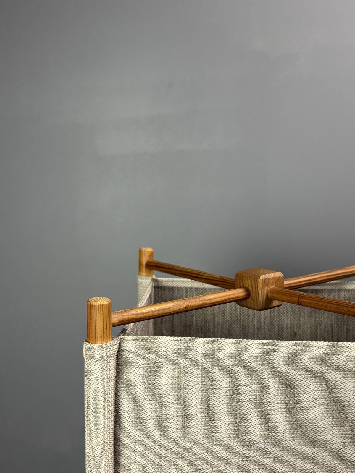 Midcentury Scandinavian Pine Table Lamp With Square Fabric Shade, 1970s photo vintage