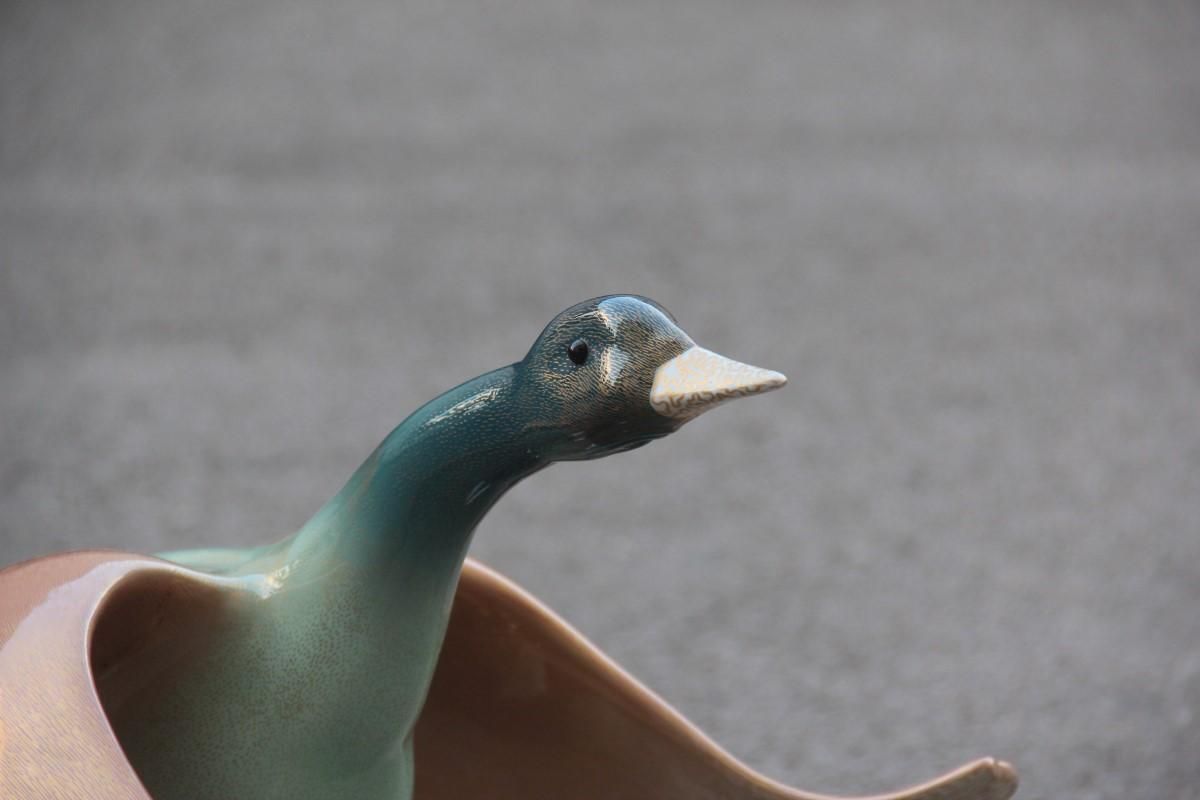Giulia Mangani Duck In Lucite Porcelain Gold 1970 Silver Metal Made In Italy photo for sale