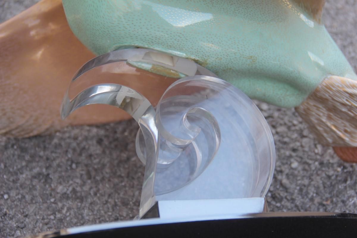 photo furniture Giulia Mangani Duck In Lucite Porcelain Gold 1970 Silver Metal Made In Italy
