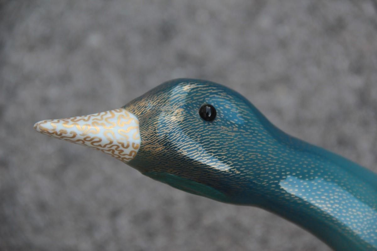 photo vinterior Giulia Mangani Duck In Lucite Porcelain Gold 1970 Silver Metal Made In Italy