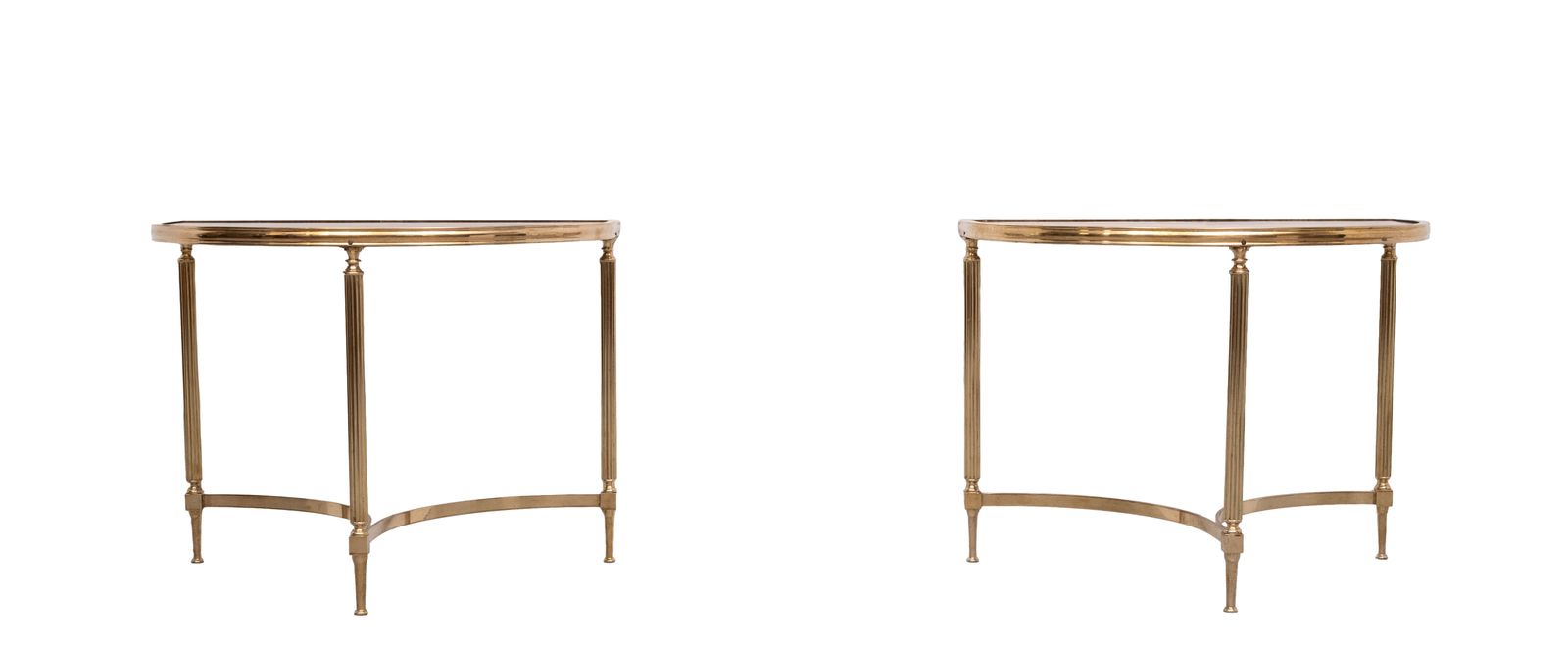 Paar Maison Jansen Messing Demi Lune Tafels, Frankrijk, ca. jaren 1970 photo furniture