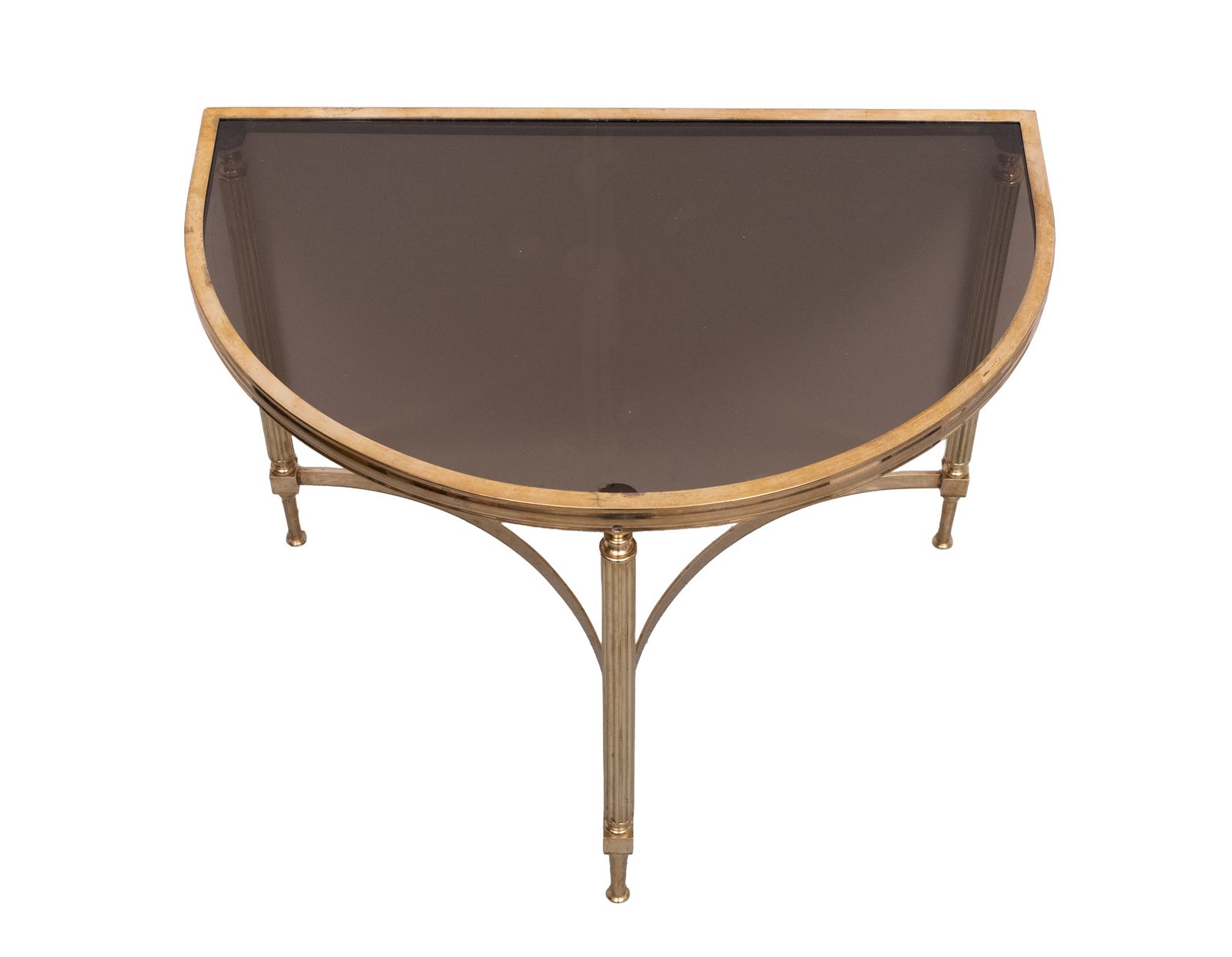 Paar Maison Jansen Messing Demi Lune Tafels, Frankrijk, ca. jaren 1970 photo Meubels