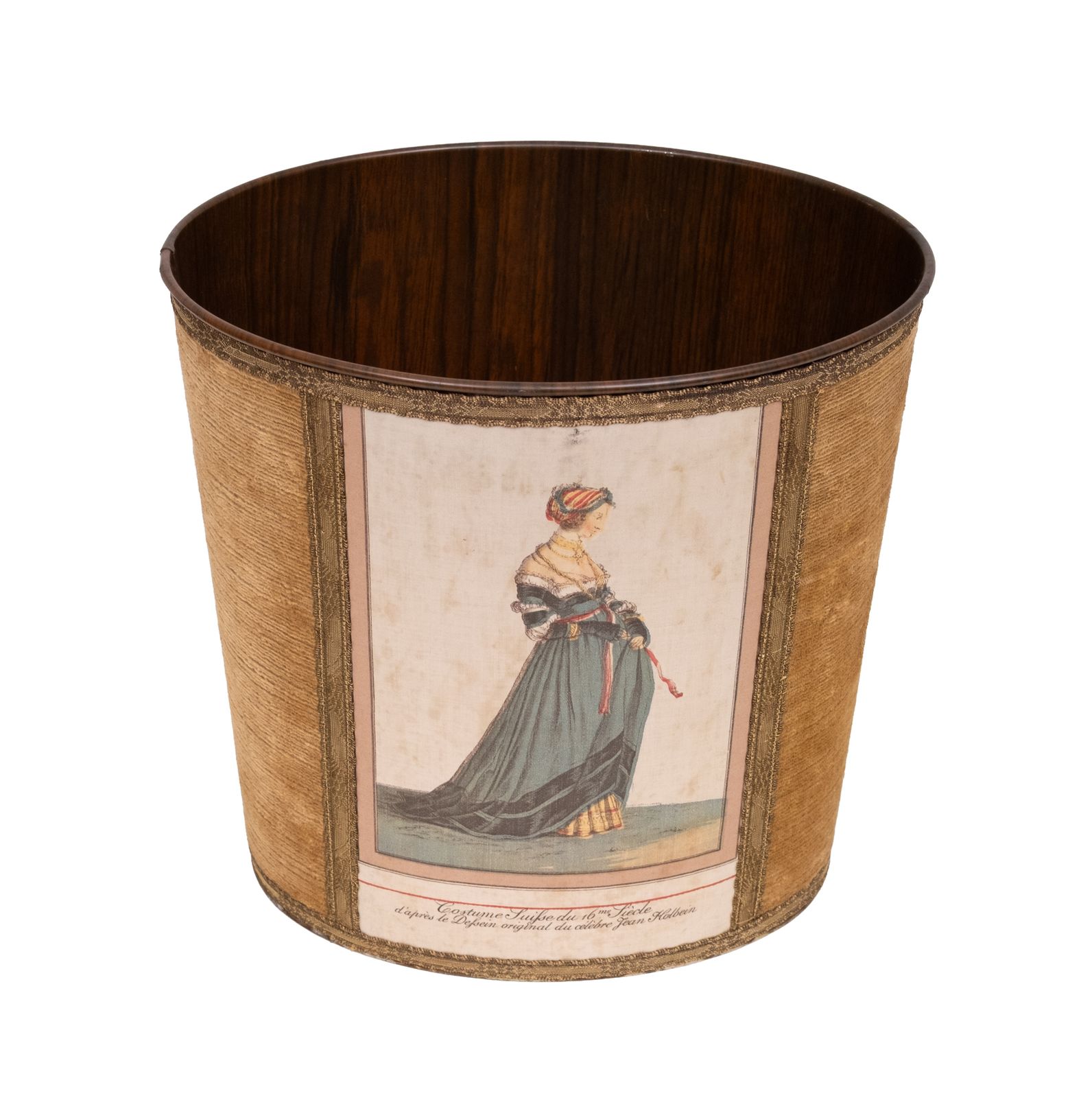 Brown Velvet Paper Basket Jean Holbein 1950s France photo for sale