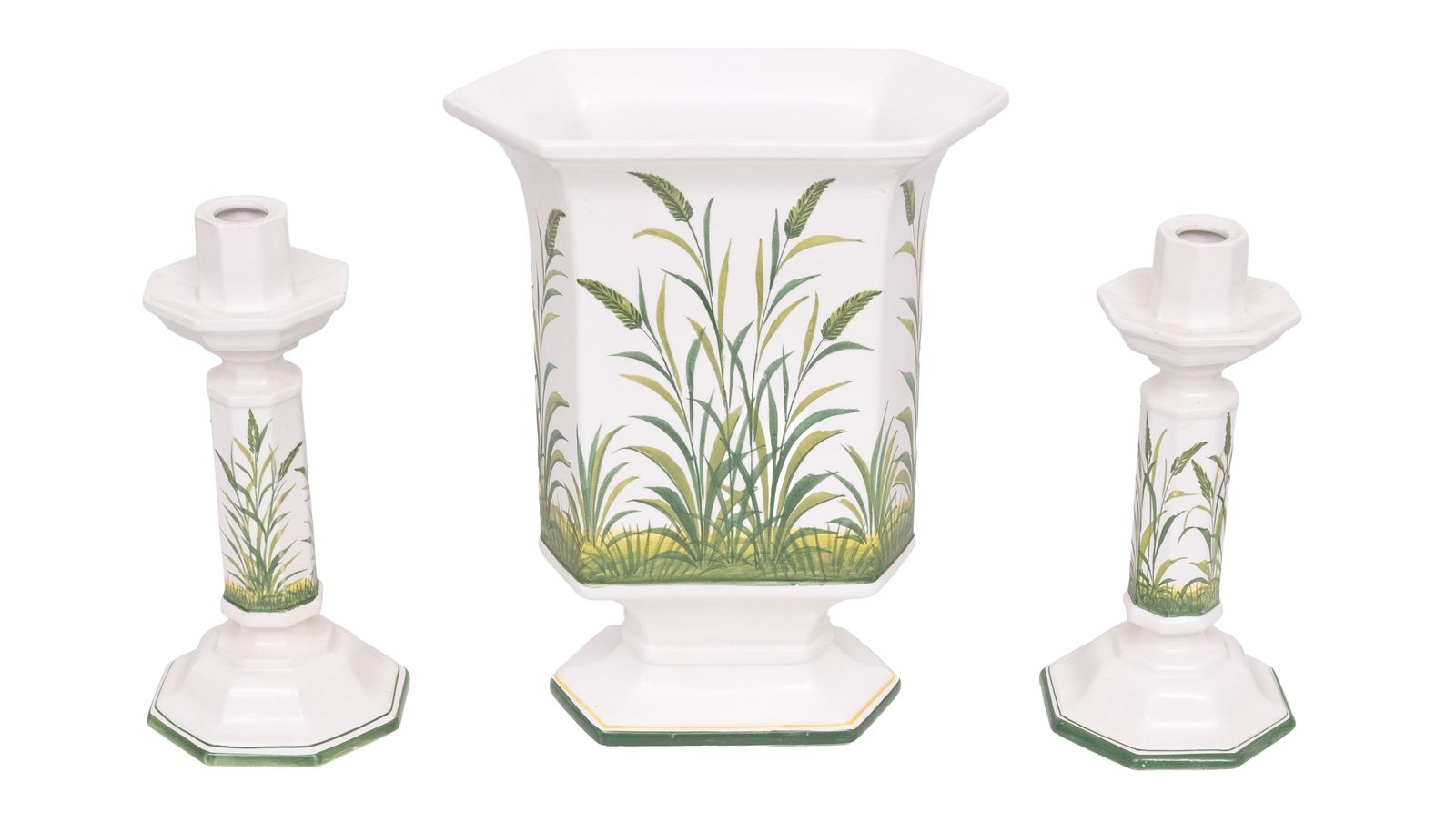 Set van 3 keramische kandelaars en jardinière van Bassano Italy, jaren 1970 photo furniture