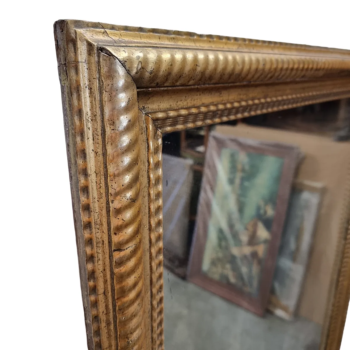 Miroir d'époque français à cadre ondulé doré, fin XIXe siècle photo Décoration