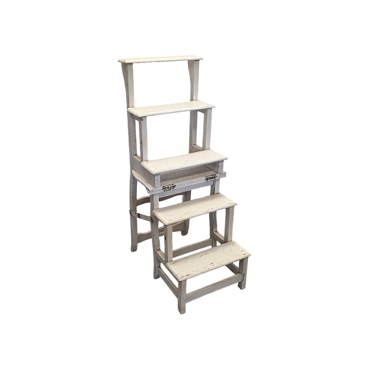 Antieke Franse wit geschilderde metamorfosestoel met ladder, ca. 1900 photo Meubels