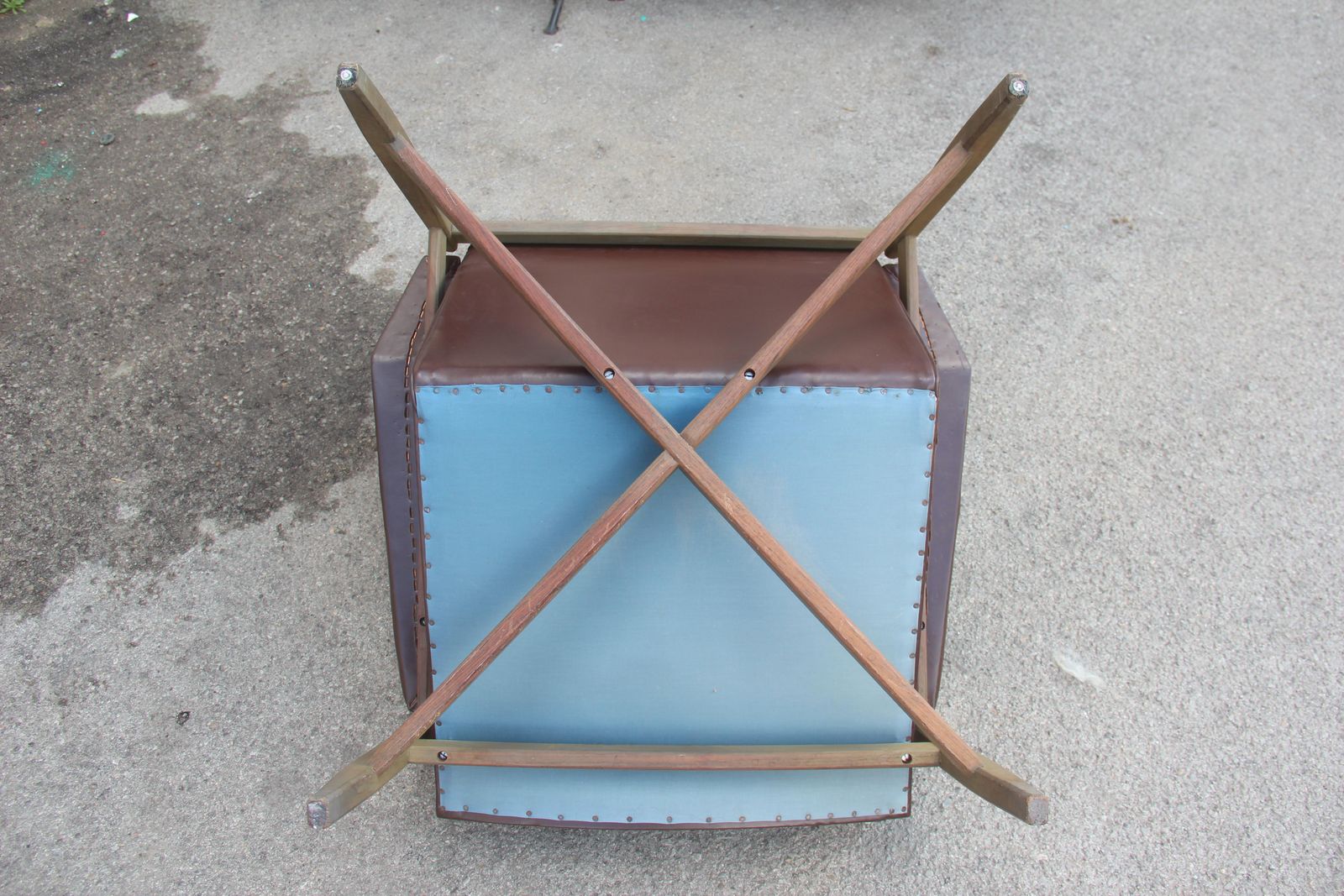 Midcentury Minotti Armchair Brown Color Italian Design 1950 Faux Leather photo furniture