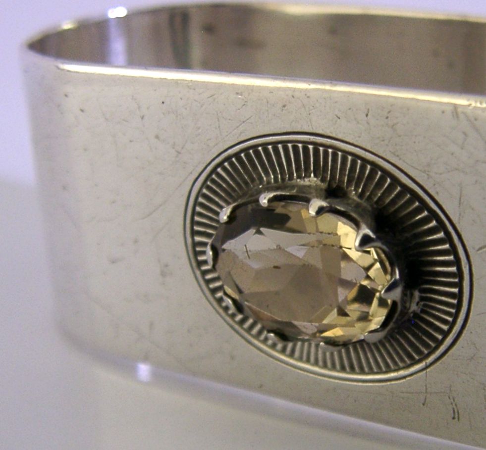 Arts & Crafts sterling zilveren servetring met citrien 1937 antiek