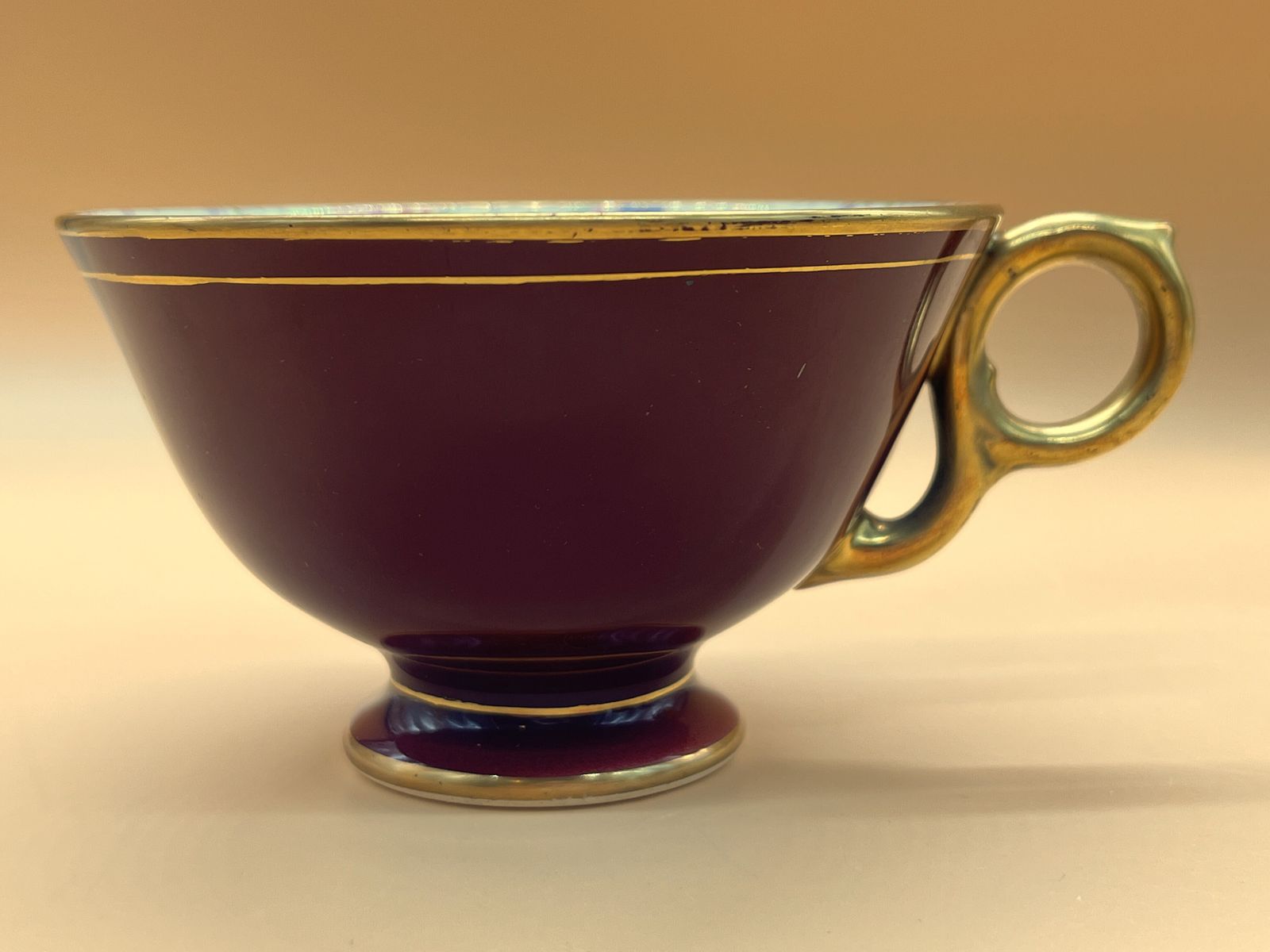 Royal Winton Pottery Eleanor Chintz Best Gold Footed Wide Mouth Tea Cup & Saucer Duo. C1930's. photo 95.0