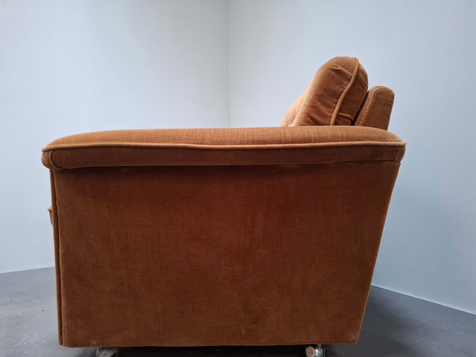Paire de fauteuils de salon mid-century modern tchèques à roulettes photo vintage