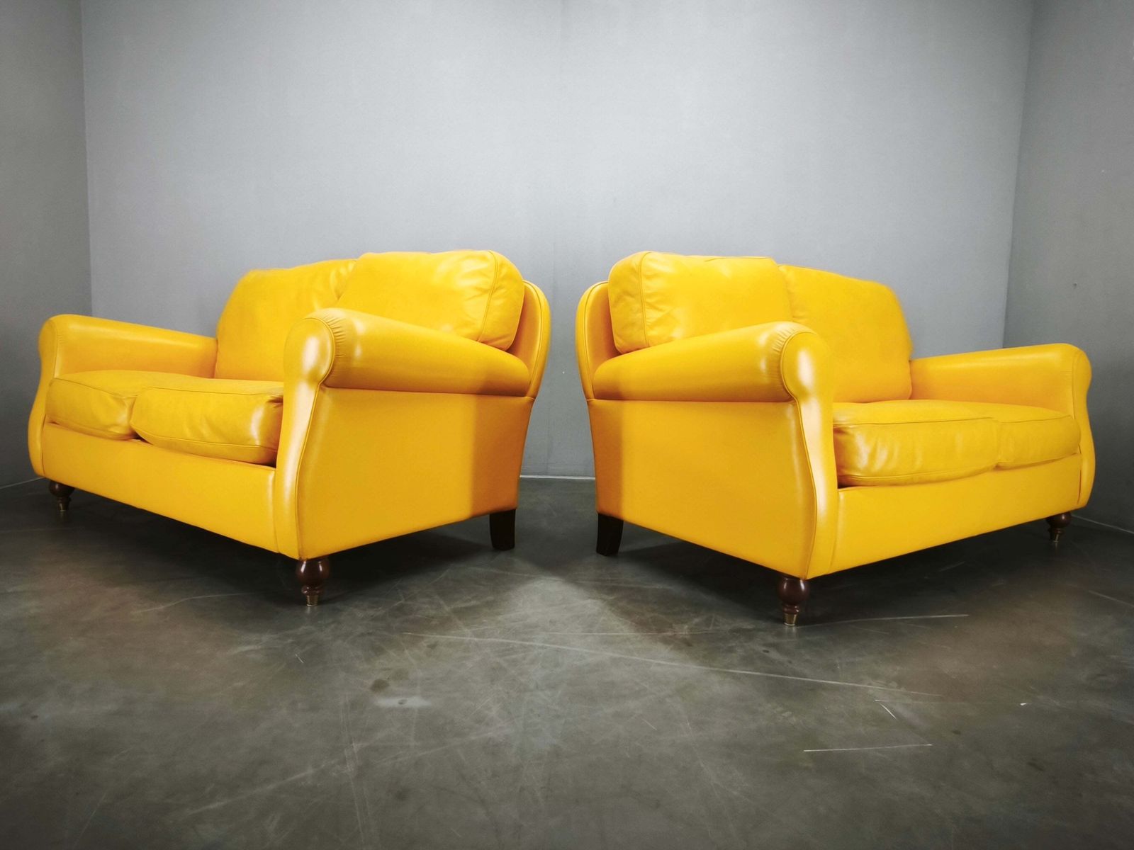 photo furniture Pair Of Poltrona Frau George Leather Sofas, Italy, 1992