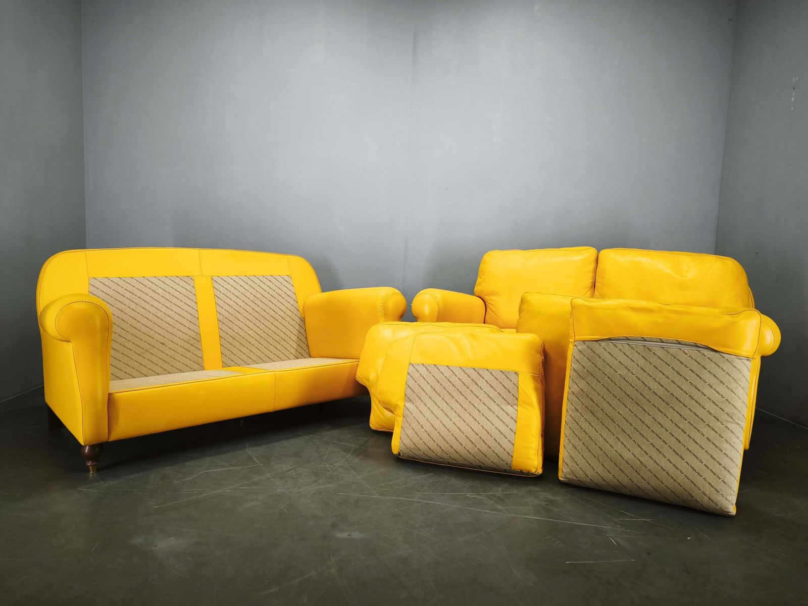 photo for sale Pair Of Poltrona Frau George Leather Sofas, Italy, 1992