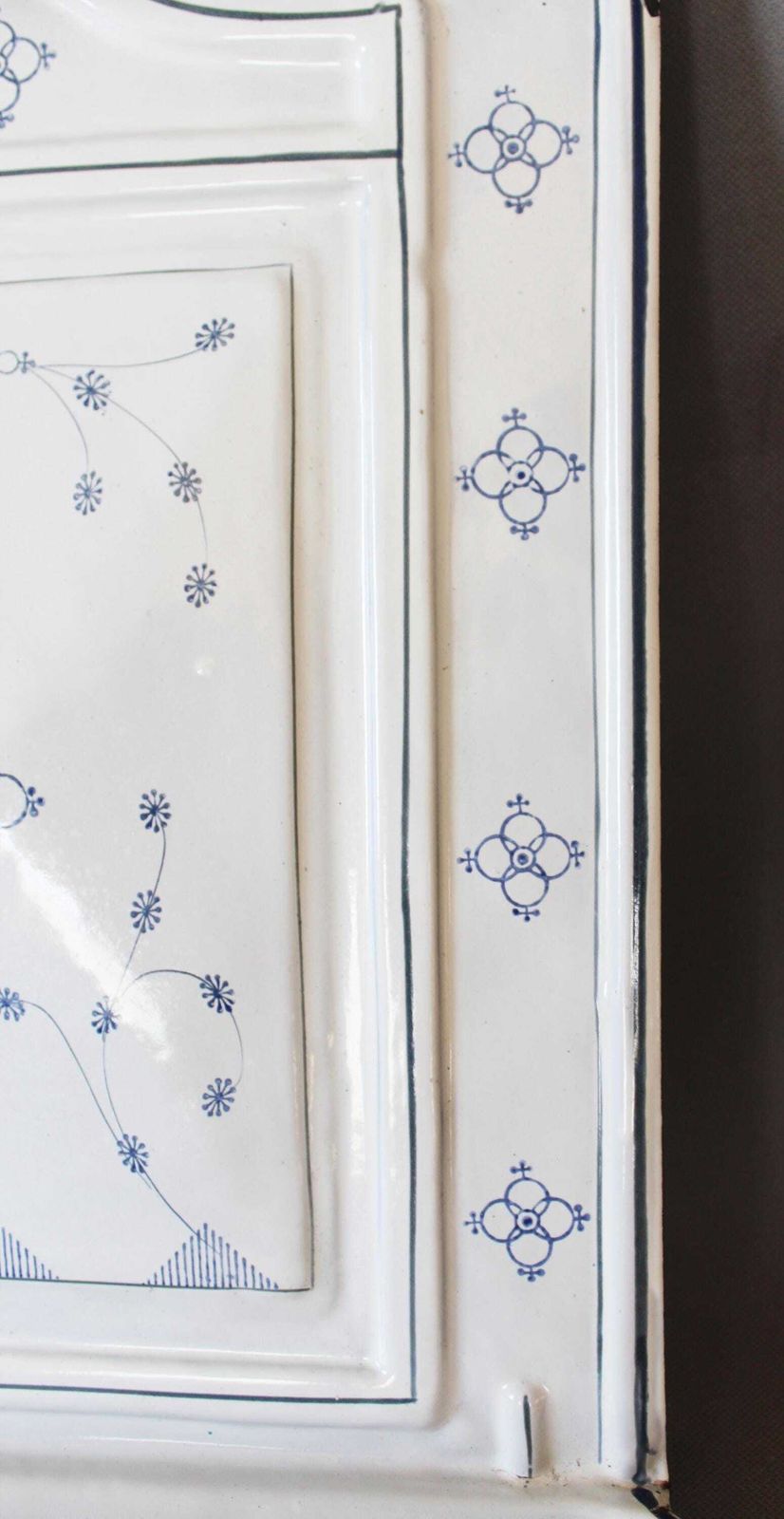 photo buy Tall Vintage Blue And White Enamel Kitchen Rack, Dresden Copenhagen Design, Utensil Rack, Drip Tray, French Country Kitchen Enamelware