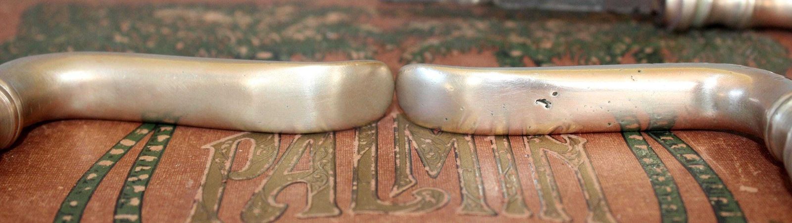 photo vintage 4 Antique Art Nouveau Chromed Brass Door Lever, Door Handles, Hardware Restoration, Door Pull, Entrance, Architectural, Geometric Bauhaus