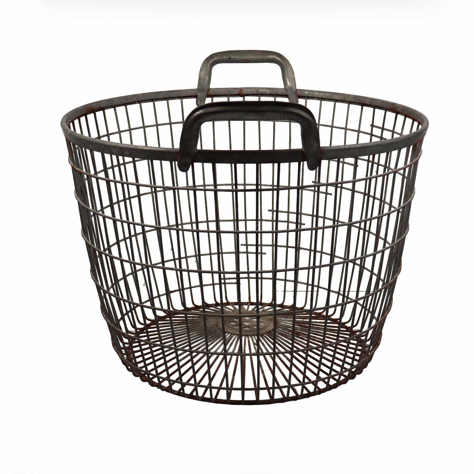 Panier de récolte vintage en acier galvanisé, grand modèle rustique, Böco Germany photo furniture