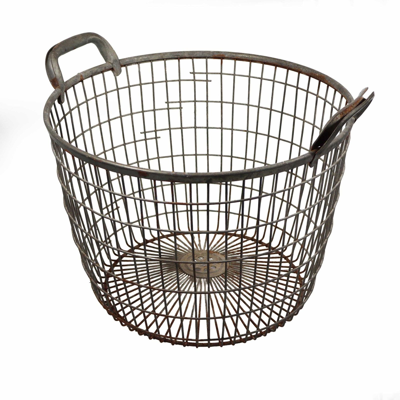 Vintage Galvanized Steel Large Rustic Fruit Harvesting Basket, Böco Germany photo vintage