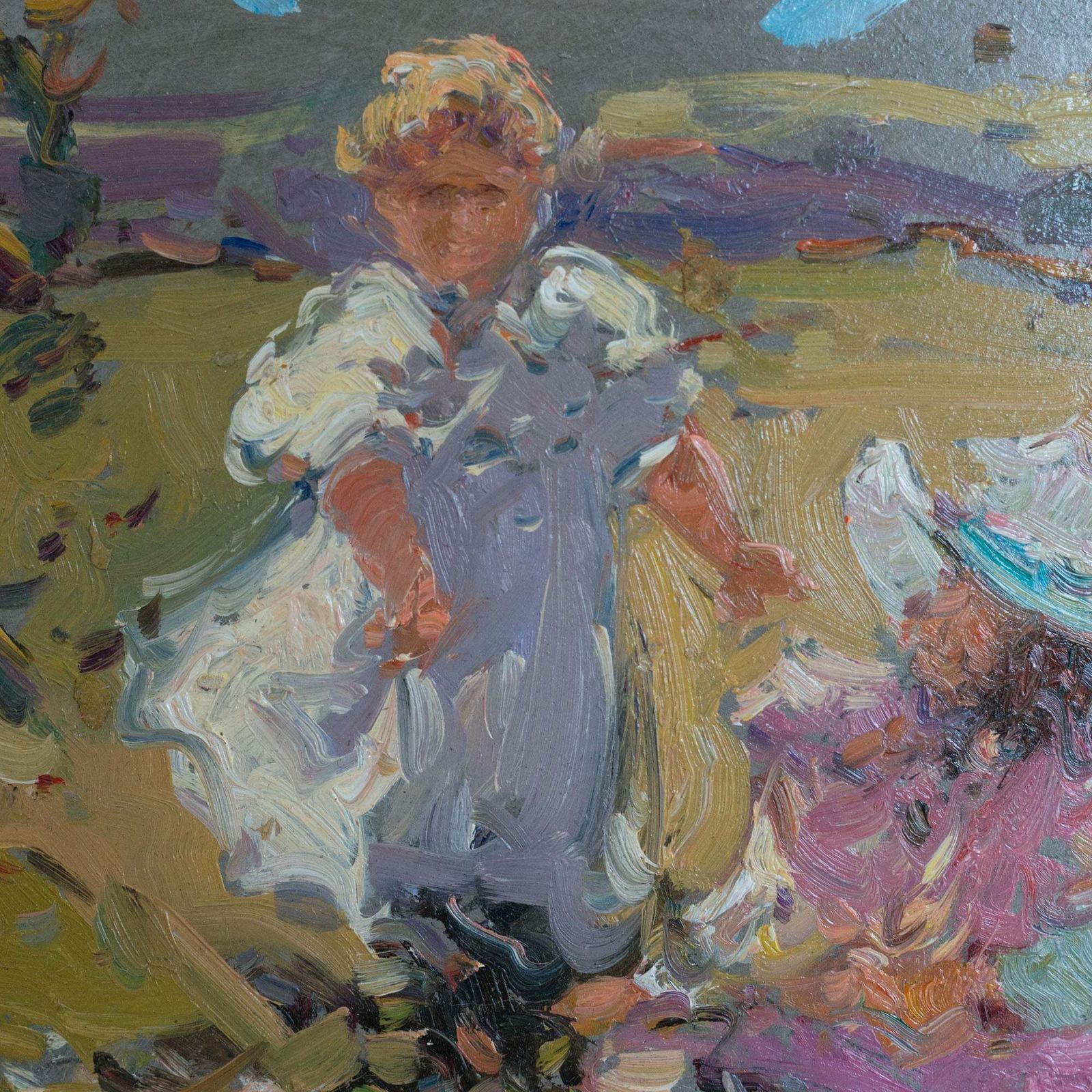 Twee impressionistische olieverfschilderijen op board, kust en landelijk landschap, gesigneerd (kunstenaar onbekend) photo 620.0