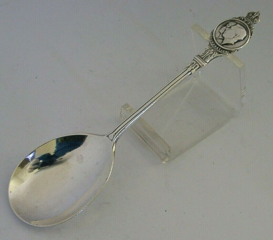 Cuillère à confiture en argent sterling anglais, Couronnement 1936, d'époque, 20 g photo furniture
