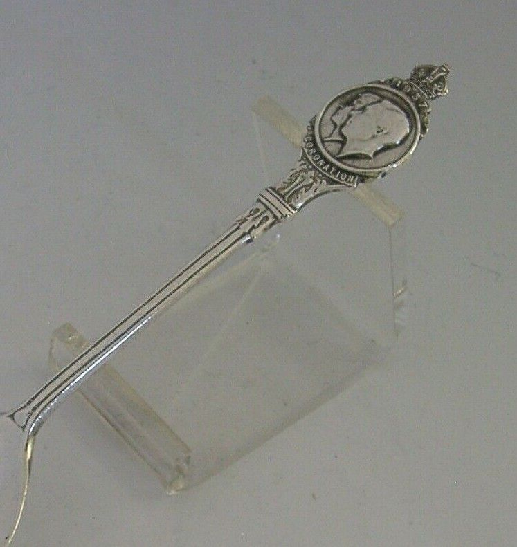 Cuillère à confiture en argent sterling anglais, Couronnement 1936, d'époque, 20 g photo for sale