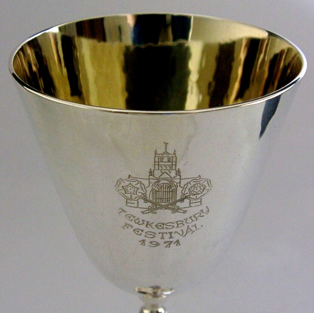 Heavy 140g Arts & Crafts Tewkesbury Sterling Silver Wine Goblet 1971 Barware