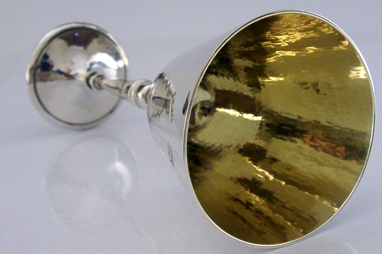 Heavy 140g Arts & Crafts Tewkesbury Sterling Silver Wine Goblet 1971 Barware photo 345.0