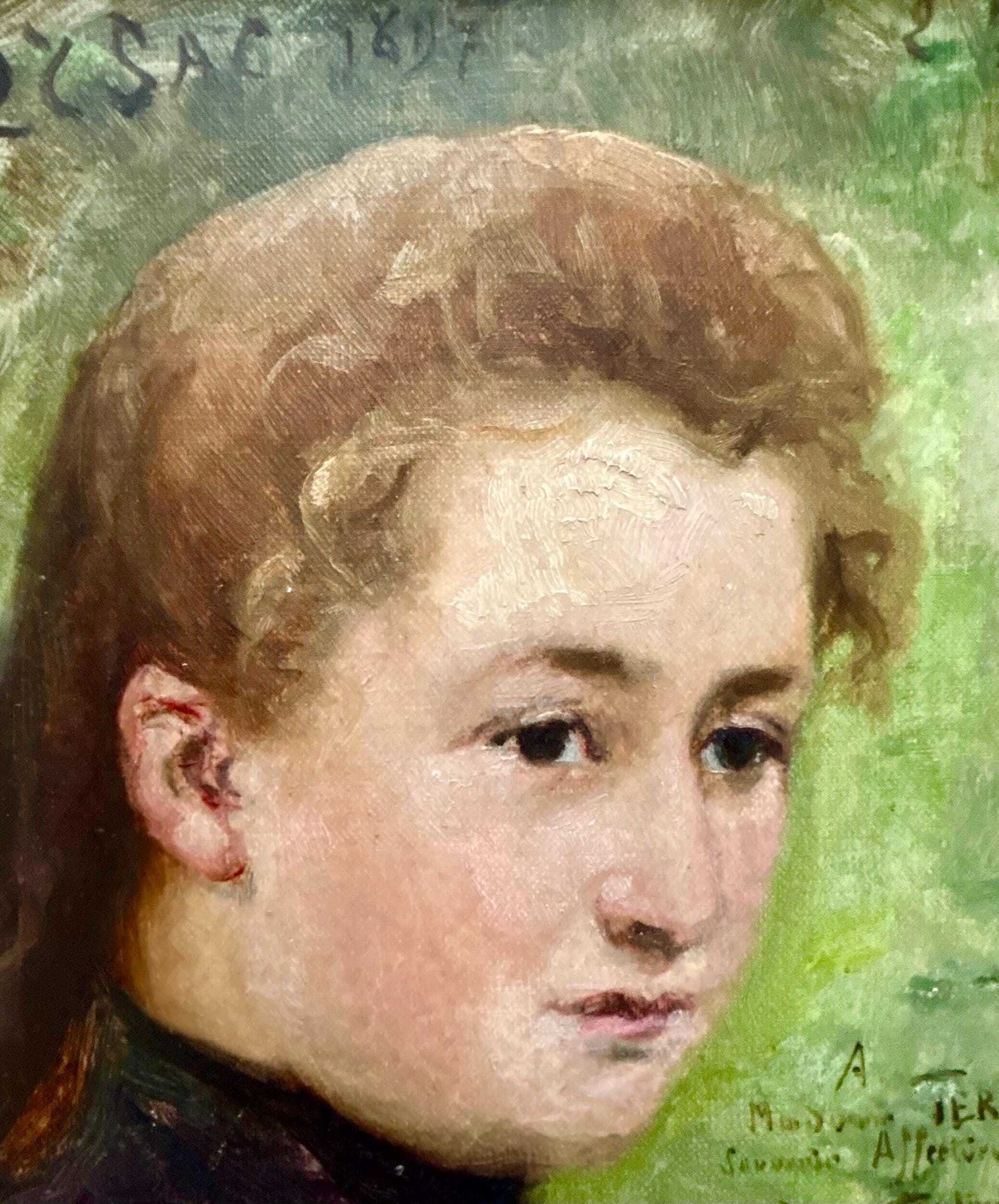 Frans schilderij ca. jaren 1890, Jenny Fontaine (1862 1938), olieverf op doek, vrouwenportret, portrettist, Parijse dame photo 450.0