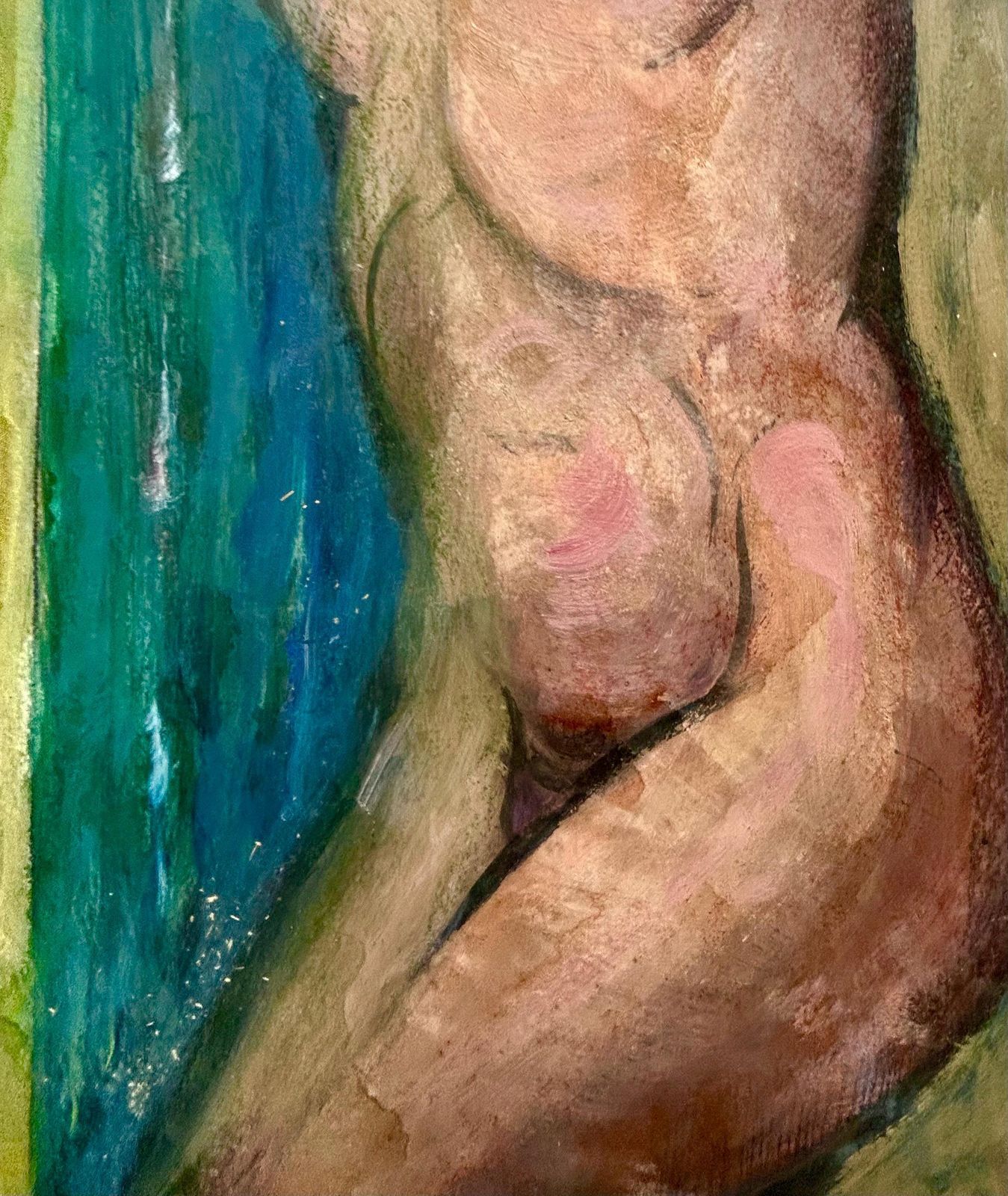 1960s French Vintage Oil Painting On Thick Heavy Paper French Reclining Woman 60s Fashion Listed Artist Jean Perre photo buy