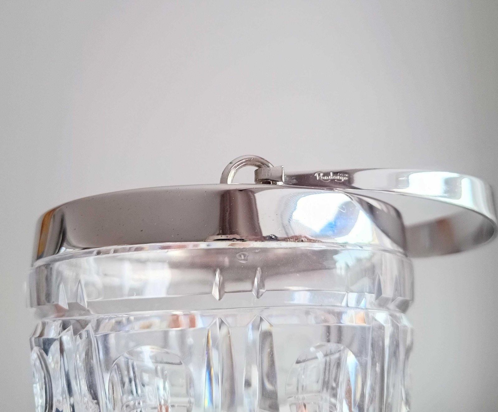 Woonaccessoires Mid Century Bistro IJsemmer, Jean Couzon Rhadango, Verzilverd, Blok en Lenssnede Kristal photo