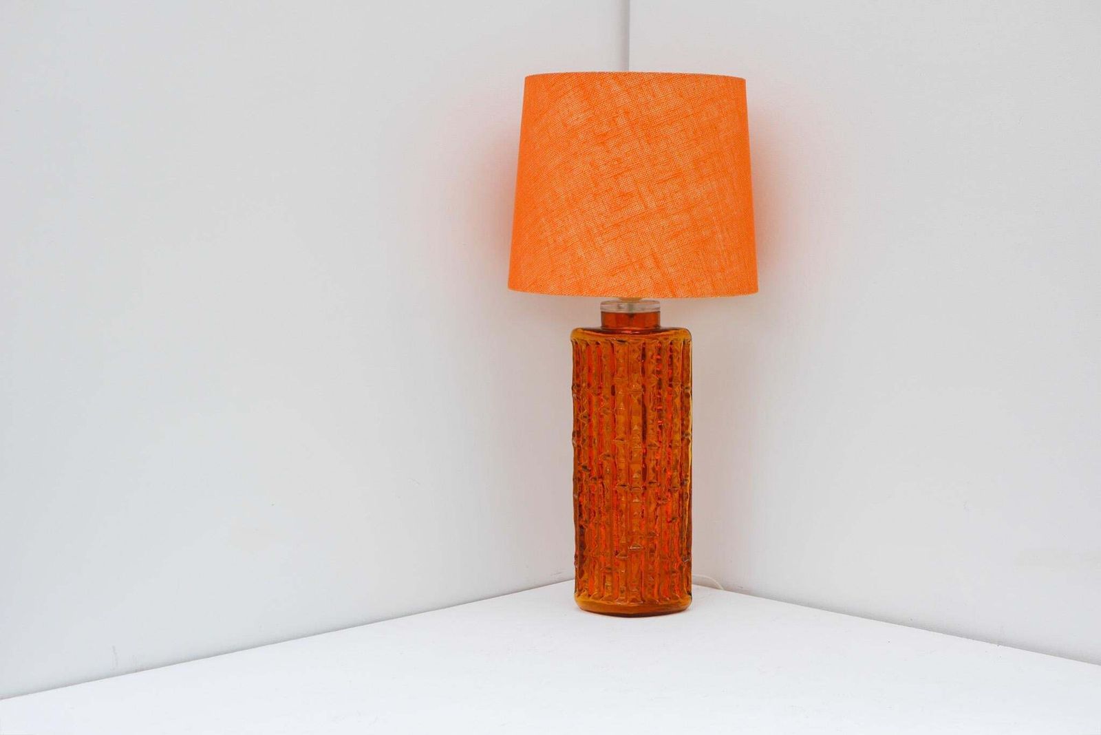 Grand Orange Glass Table Lamp. By Gustav Leek For Orrefors, Sweden photo vintage