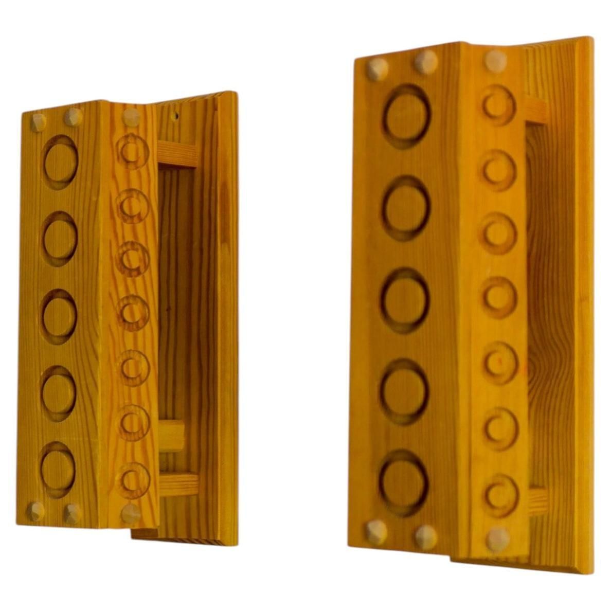 Appliques scandinaves modern, paire d'appliques murales mid-century modern en bois de pin