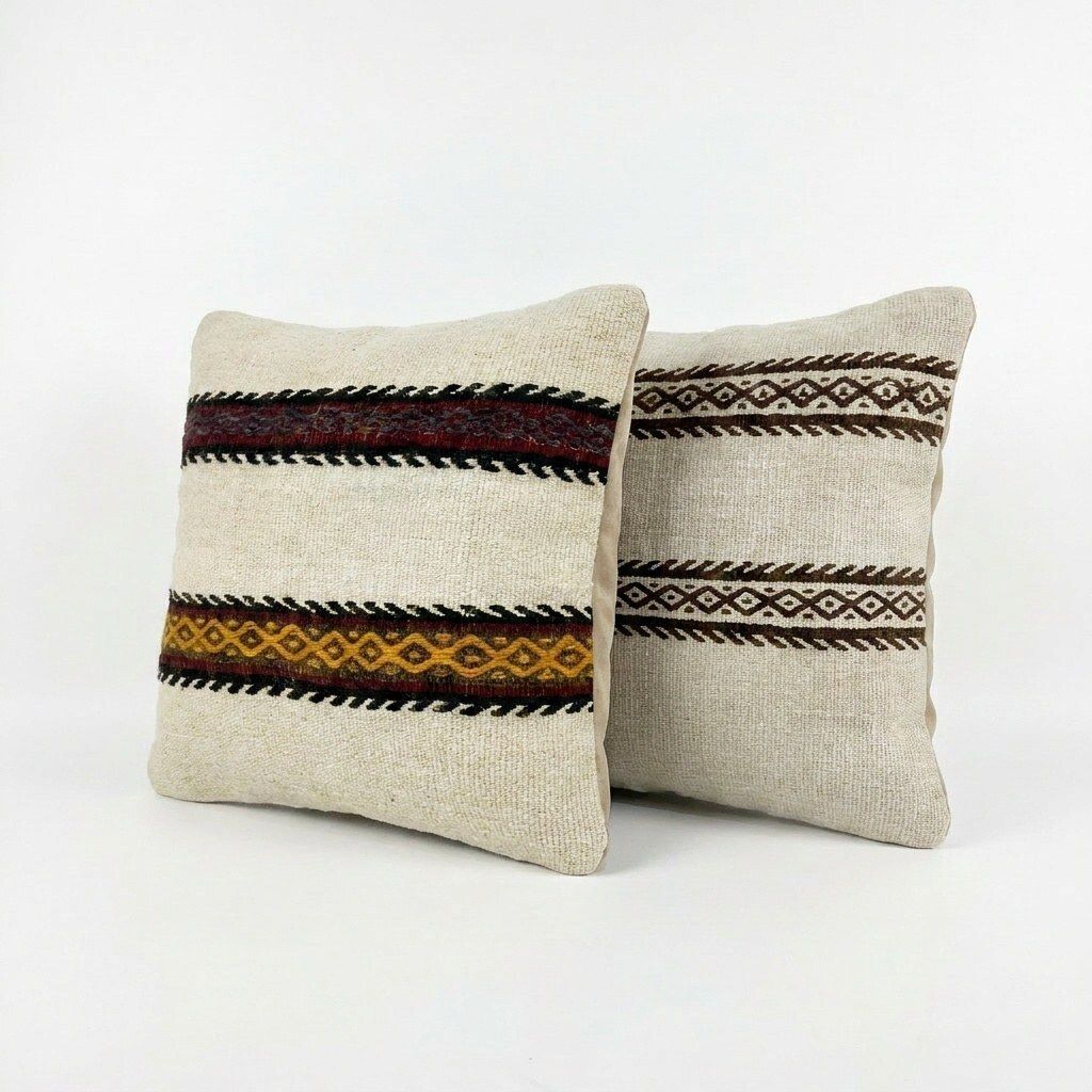 Oushak Kilim Kussenhoes 40 x 40 cm, Set van Twee photo furniture