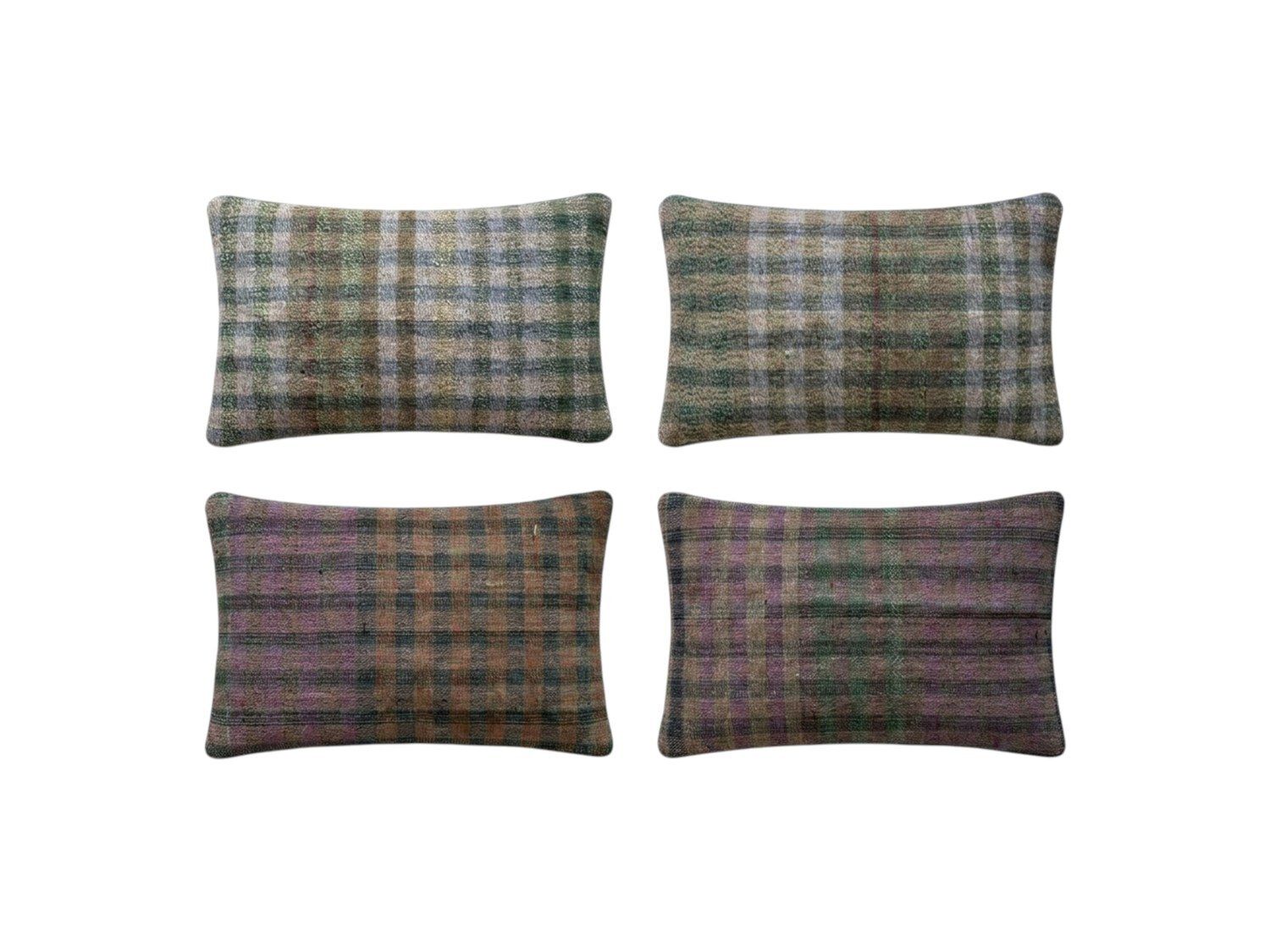 Housse de coussin lombaire kilim turc 40 x 60 cm, lot de quatre