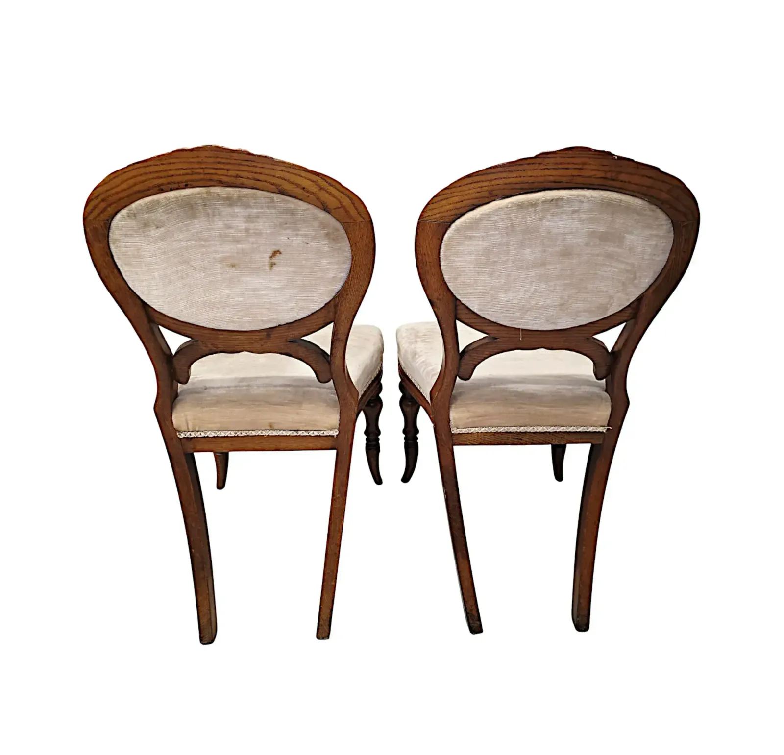 Zeer fraaie set van vier Ierse massief eiken eetkamerstoelen uit de 19e eeuw, gestempeld 'Strahan' of Dublin photo vintage
