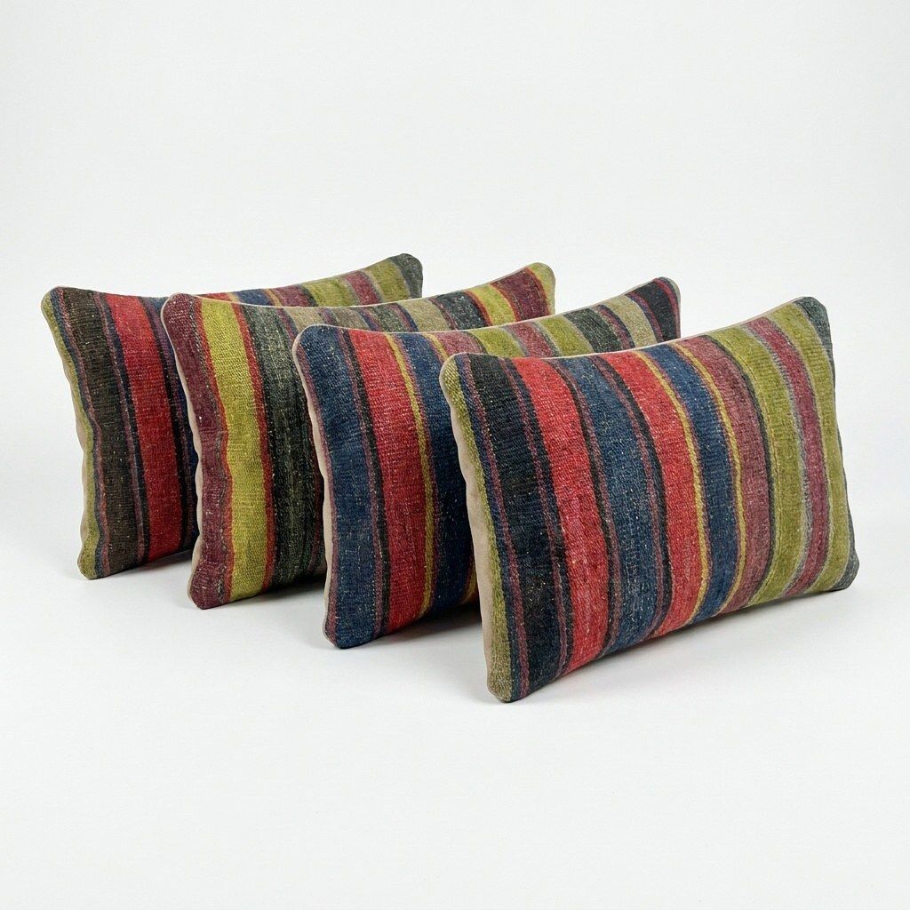 Turkische kilim lumbarkussenhoes 40 x 60 cm, set van vier photo for sale