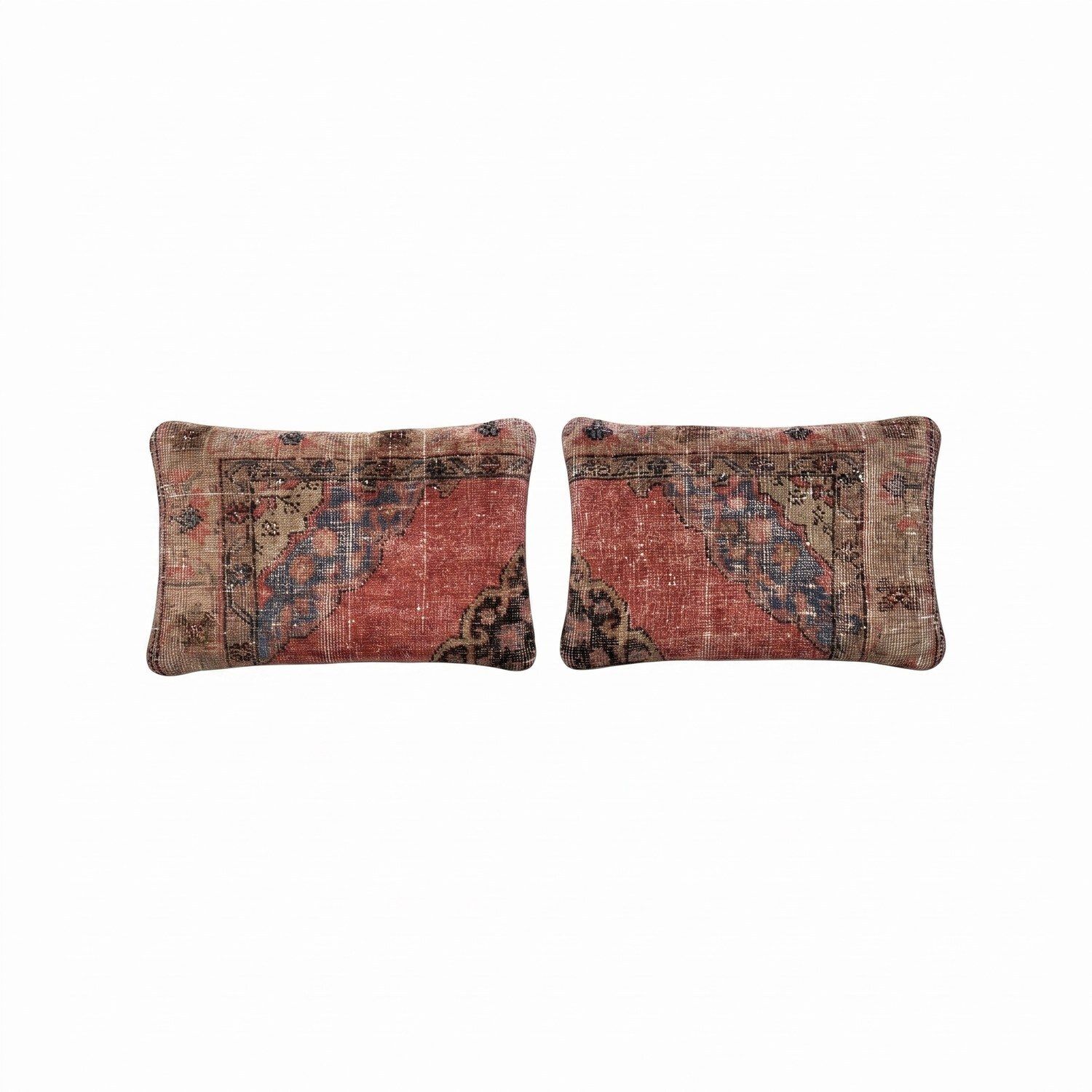 Turkish Wool Rug Lumbar Pillow Cover 40 X 60 Cm   Set Of Two