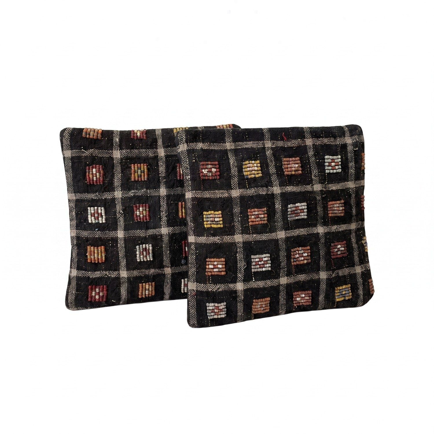 Housse de coussin kilim anatolien 49 x 50 cm, lot de deux photo for sale
