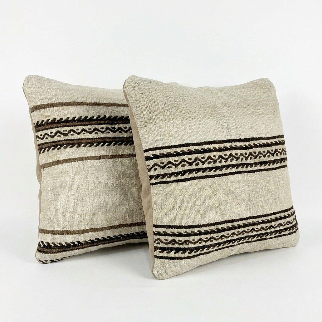 Turkish Kilim Pillow Cover 50 X 50 Cm   Set Of Two photo for sale