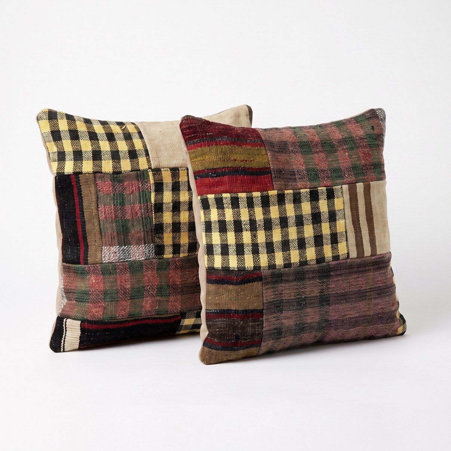 Housse de coussin kilim turc bohémien 50 x 50 cm, lot de deux photo for sale