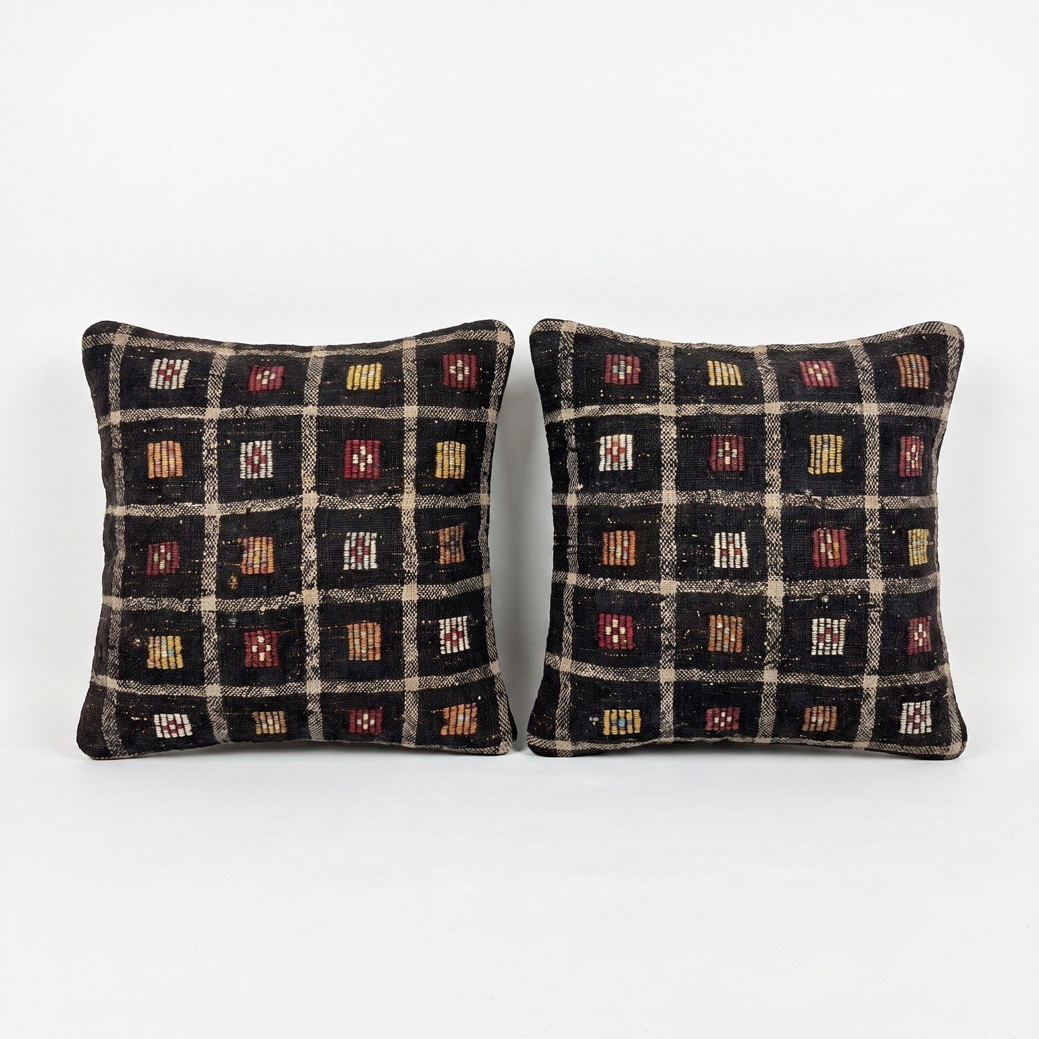 Turkische wollen kilim kussenhoes 60 x 60 cm, set van twee