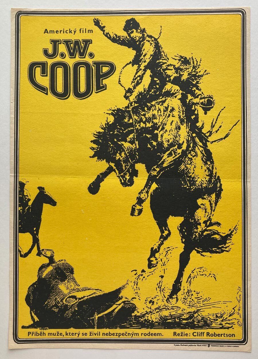 J.W. Coop, affiche de cinéma d'époque, Josef Duchoň, 1973, impression vintage tchèque authentique